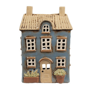 Candela Casuta ceramica albastra bej 16x10x23 cm