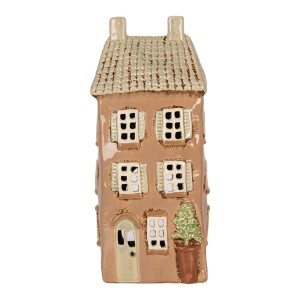 Candela Casuta ceramica bej maro 12x9x28 cm