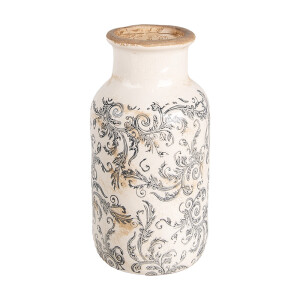 Vaza flori ceramica bej maro 14x26 cm