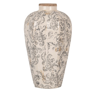Vaza flori ceramica bej gri 21x35 cm
