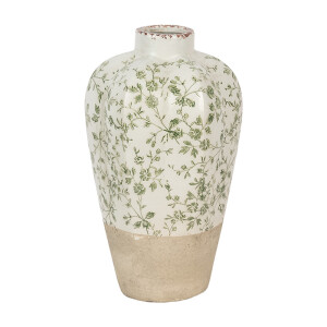 Vaza flori ceramica bej verde 21x34 cm