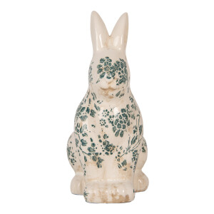 Figurina Iepuras Paste ceramica bej verde 13x10x21 cm