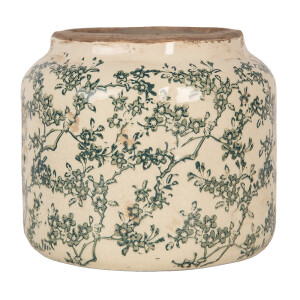 Ghiveci flori ceramica verde bej 18x16 cm