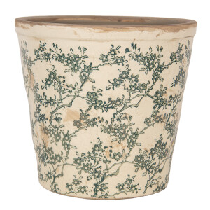 Ghiveci flori ceramica bej verde Ø 21x20 cm
