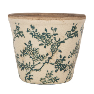 Ghiveci flori ceramica bej verde Ø 12x11 cm