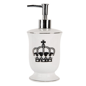 Dispenser sapun ceramica alba neagra 9x20 cm, 350 ml