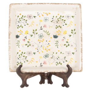 Tava decorativa cu suport ceramica multicolora 22x22x3 cm