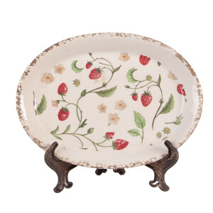 Tava decorativa cu suport ceramica multicolora Capsuni 25x18x3 cm