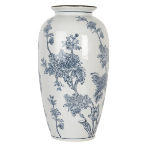Vaza flori ceramica alba albastra 19x37 cm