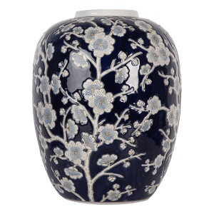 Vaza flori ceramica alba albastra Ø 24x30 cm