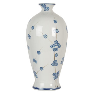 Vaza flori ceramica alba albastra 21x42 cm