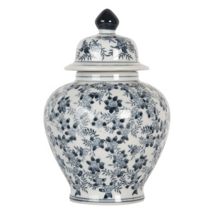 Vaza flori ceramica albastra alba Ø 14x21 cm