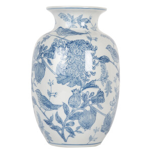 Vaza flori ceramica alba albastra Ø 14x23 cm