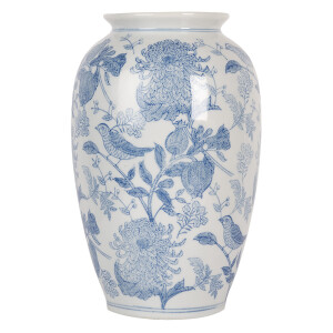 Vaza flori ceramica alba albastra Ø 17x27 cm