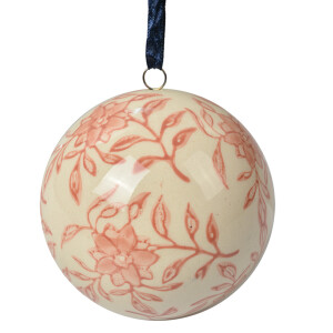 Sfera decorativa ceramica roz crem decor Flori Ø 8x8 cm