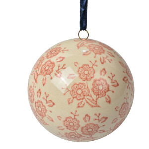 Sfera decorativa ceramica roz crem Flori Ø 8x8 cm