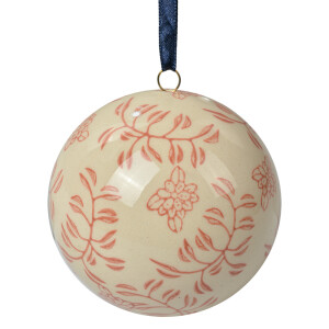 Sfera decorativa ceramica roz bej Flori Ø 8x8 cm