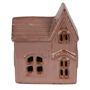 Casuta decorativa ceramica maro cu led 10x6x11 cm