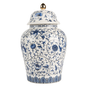 Vaza ceramica alba albastra 12x21 cm
