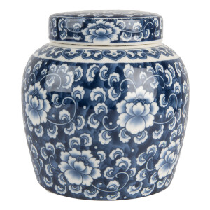 Vaza ceramica alba albastra 13x13 cm