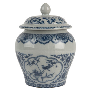 Vaza flori ceramica albastra gri 9x13 cm