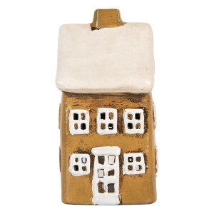 Candela Craciun Casuta ceramica maro alba 8x7x15 cm