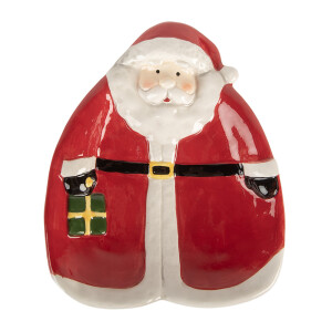 Platou Mos Craciun ceramica multicolora 20x16x4 cm