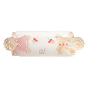 Platou Craciun Turta Dulce ceramica multicolora 31x10x5 cm