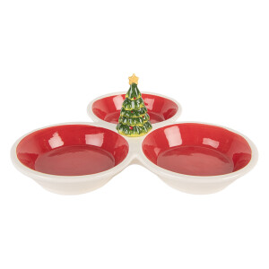 Platou Craciun ceramica multicolora 26x26x10 cm