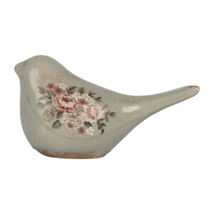 Figurina Pasare ceramica multicolora Flori 22x9x12 cm