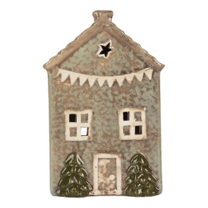 Candela Casuta Turta Dulce ceramica verde maro 10x8x15 cm