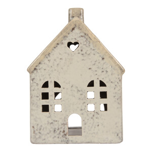 Candela Casuta Craciun ceramica gri 11x7x16 cm