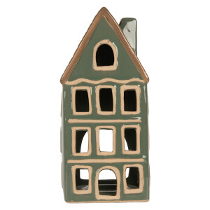 Candela Casuta Craciun ceramica verde maro 9x8x19 cm