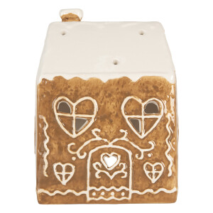 Candela Casuta Turta Dulce ceramica maro alba 12x7x16 cm
