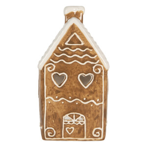 Candela Casuta Craciun ceramica alba maro 11x9x21 cm