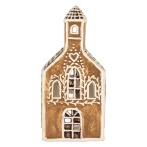 Candela Casuta Craciun ceramica alba maro 8x7x17 cm