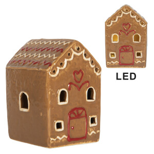 Casuta Craciun ceramica multicolora cu led 7x6x9 cm
