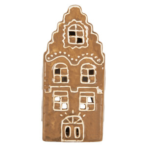 Candela Casuta Craciun ceramica alba maro 8x7x16 cm