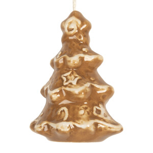 Set 3 ornamente brad Craciun ceramica 6x5x9 cm