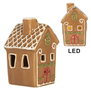 Casuta Craciun ceramica multicolora cu led 8x8x12 cm