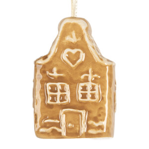 Ornament brad Casuta ceramica maro 4x3x6 cm