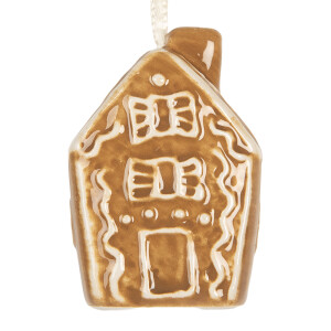 Set 3 ornamente brad Craciun Casute ceramica 4x4x6 cm