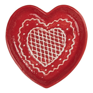 Platou Turta Dulce ceramica rosie maro 17x17x3 cm