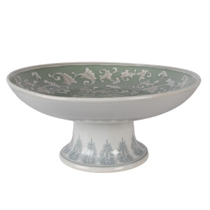 Platou portelan verde alb Ø 26x13 cm