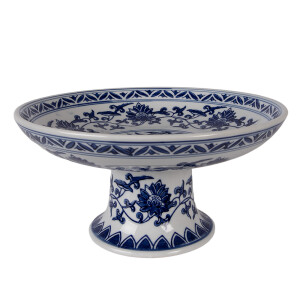 Platou portelan albastru alb Ø 26x13 cm