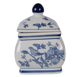 Borcan ceramica alba albastra 13x13x17 cm