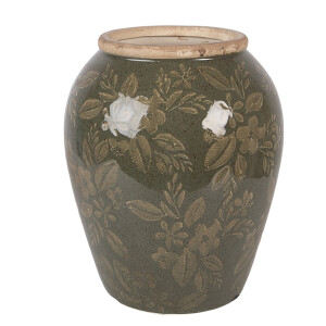 Vaza flori ceramica verde maro Ø 16x20 cm