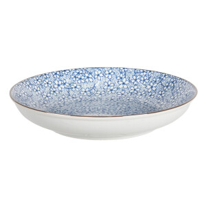 Set 5 boluri ceramica alba albastra 20x4 cm, 450 ml