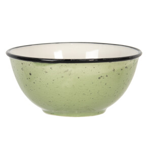 Set 8 boluri ceramica alba verde 12x6 cm