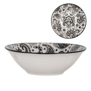 Set 2 boluri ceramica alba neagra 15x5 cm, 350 ml